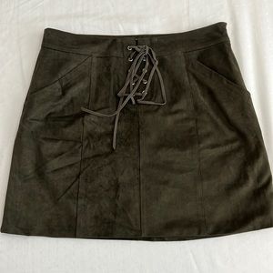 Sage - faux suede skirt